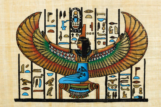 клеопатра - египетский сувенирный папирус - egypt painted image beauty cleopatra стоковые фото и изображения