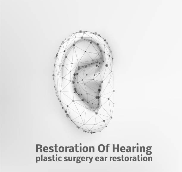 vector human ear. hearing treatment, plastic surgery, implantation vector art illustration