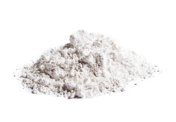 Zinc iodide or Zn2 iodide, white powder. stock photo