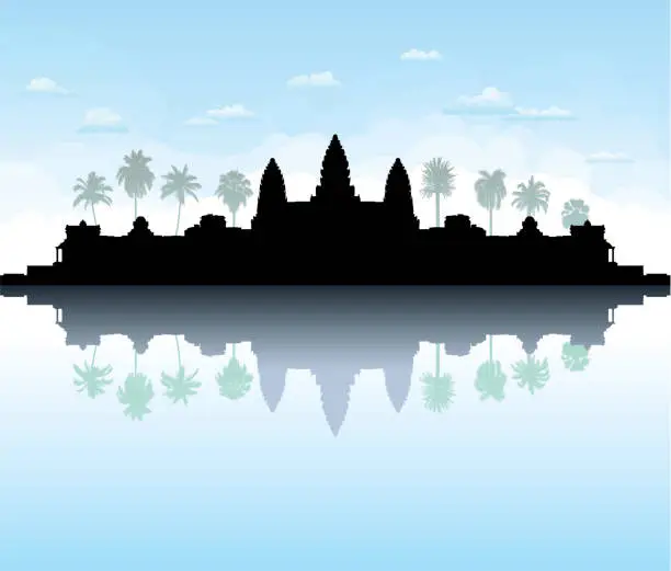 Vector illustration of Angkor Wat, Cambodia.