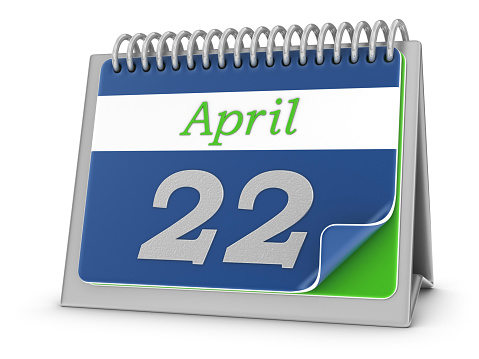 3d render. Earth day calendar isolated on white background.