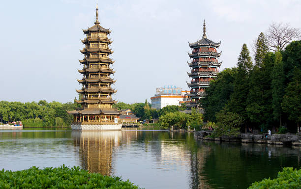 istock Mulong Lake Pagodas, Guilin, China 1364164378