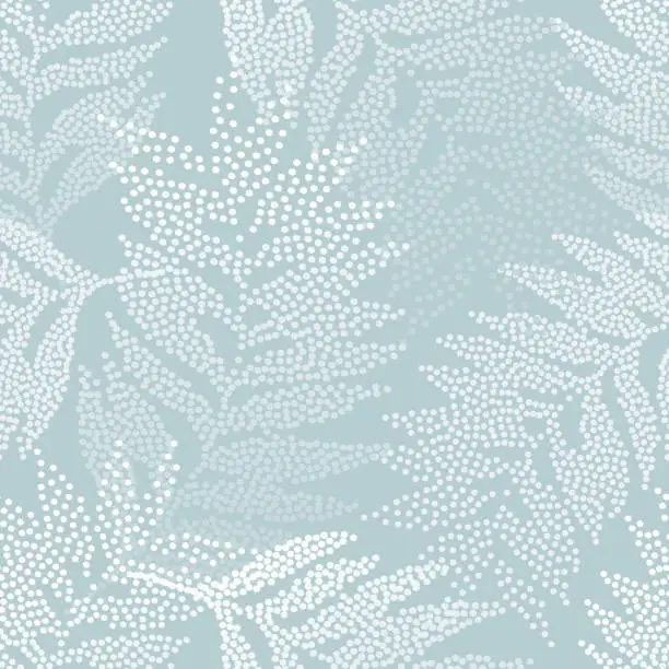 Vector illustration of Abstract Palm leaves half tone art on pastel light blue color background