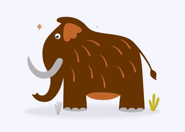 ilustrações, clipart, desenhos animados e ícones de mamute fofo. a idade da pedra. ilustração vetorial - mammoth