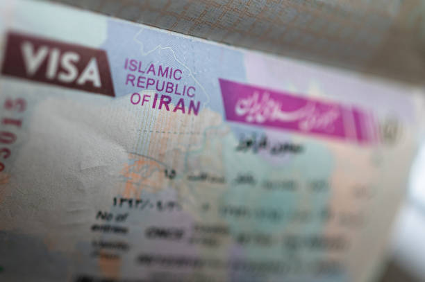 istock Iranian visa in the passport. 1364166743