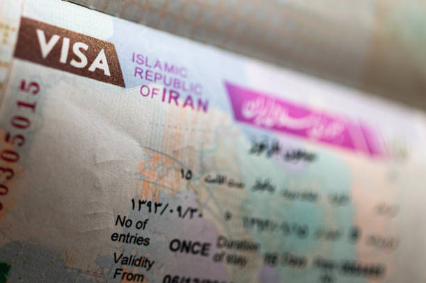 istock Iranian visa in the passport. 1364166769
