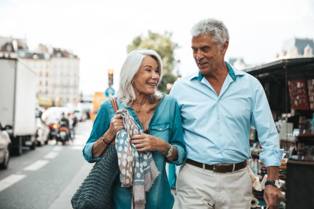 istock Happy seniors in Paris, having a wonderful vacation 1364169008