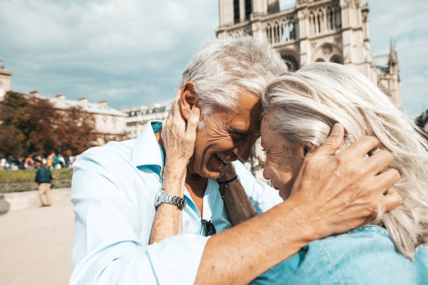 istock Lovely senior couple in vacation 1364169342