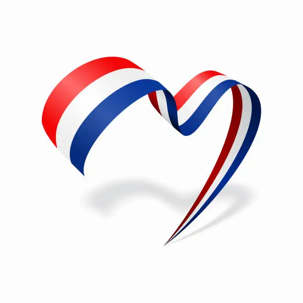 Vector illustration of Dutch flag heart shaped ribbon. Vector illustration.