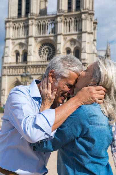 istock Lovely senior couple in vacation 1364169421