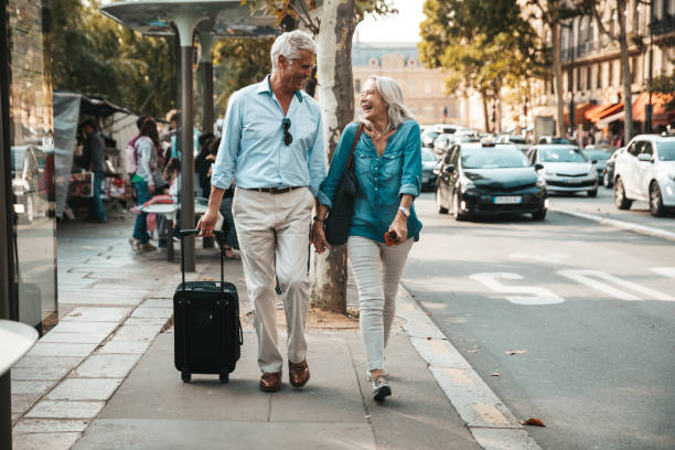 istock Senior couple just arrived in Paris 1364170298