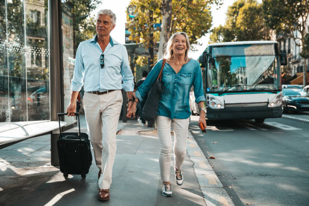 istock Senior couple just arrived in Paris 1364170342