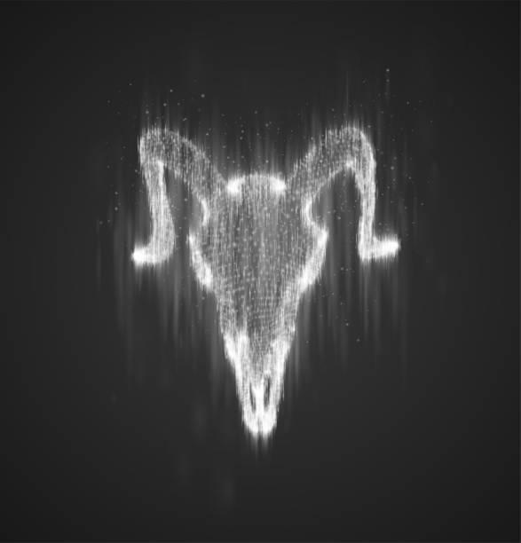 istock vector bull skull made of white blots of paint and ink 1364171929