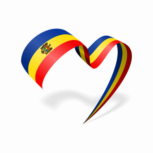 Moldovan flag heart shaped ribbon. Vector illustration. Moldovan flag heart-shaped wavy ribbon. Vector illustration. moldovan flag stock illustrations