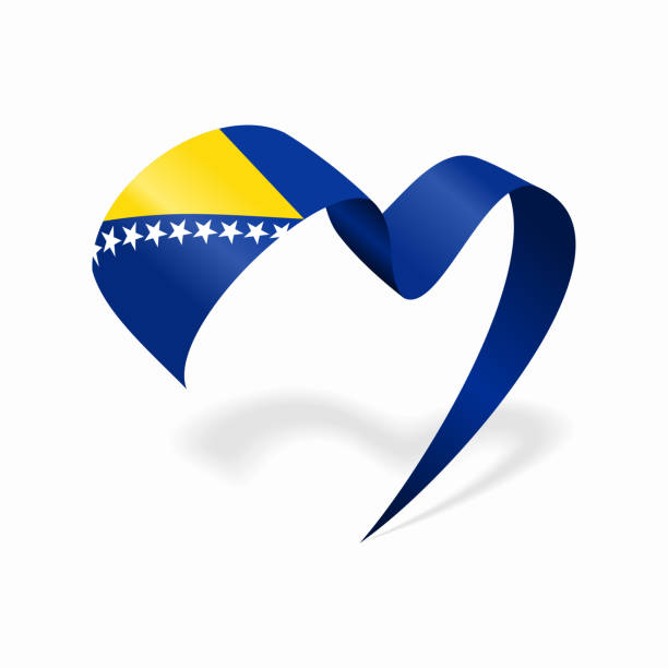 ilustrações de stock, clip art, desenhos animados e ícones de bosnia herzegovinan flag heart shaped ribbon. vector illustration. - bosnia herzegovinan