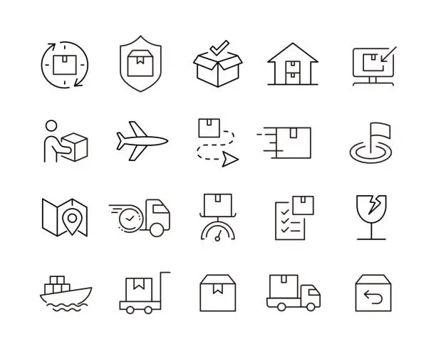 Vector illustration of Delivery Icons - Vector Line Icons