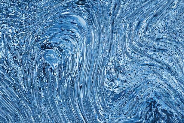 istock Blue waves marble texture. Precious metal flow image. Liquid blue surface artwork. 3d illustration 1364177040