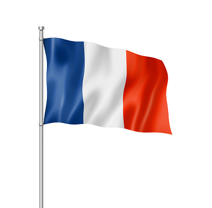 France flag, three dimensional render, isolated on white