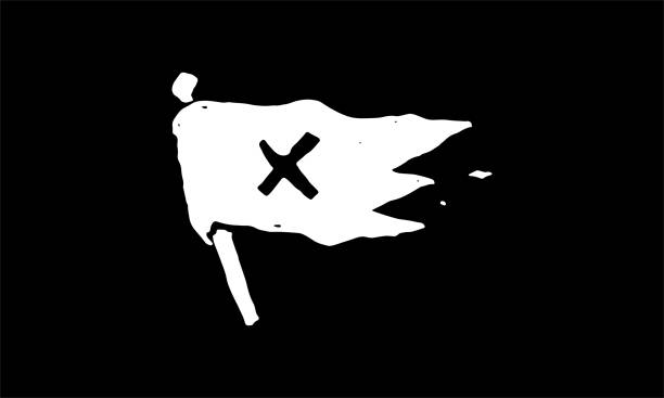ilustraciones, imágenes clip art, dibujos animados e iconos de stock de bandera blanca con marca x en el centro. - pirate flag