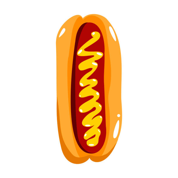 illustrations, cliparts, dessins animés et icônes de hot dog illustration - take out food white background isolated on white american cuisine