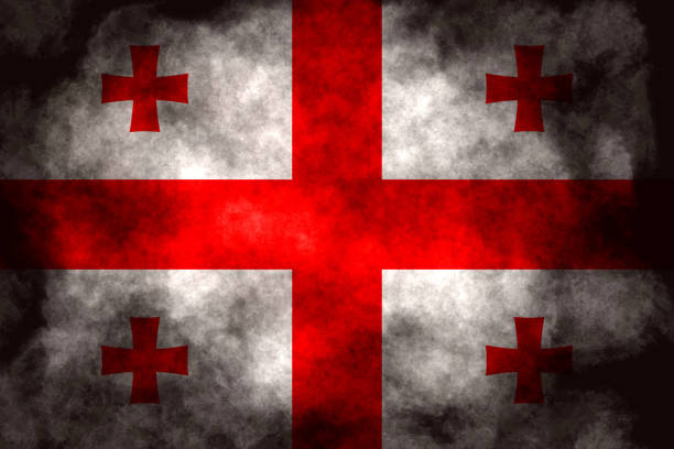 Closeup of grunge Georgia flag
