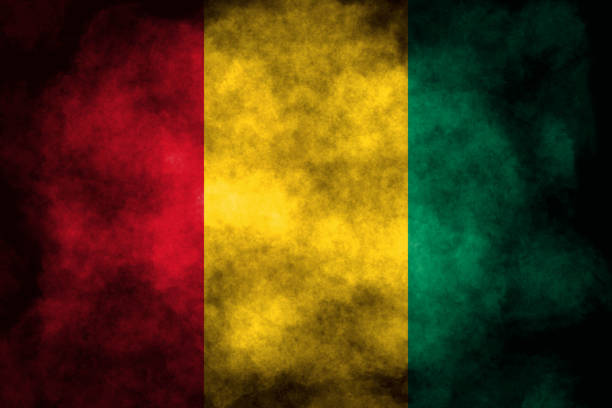 Closeup of grunge Guinea flag