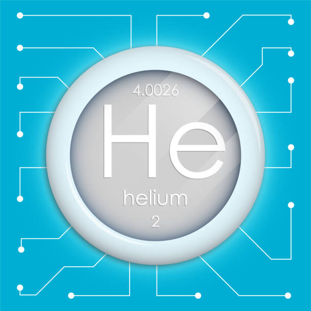 ilustrações de stock, clip art, desenhos animados e ícones de realistic button with helium symbol. chemical element is hydrogen. vector isolated on blue background - oxygen periodic table mass sign