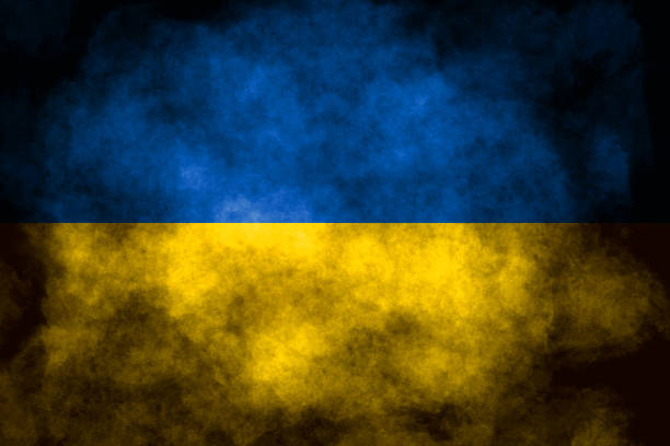 Closeup of grunge Ukrainian flag Closeup of grunge Ukrainian flag armored vehicle photos stock pictures, royalty-free photos & images