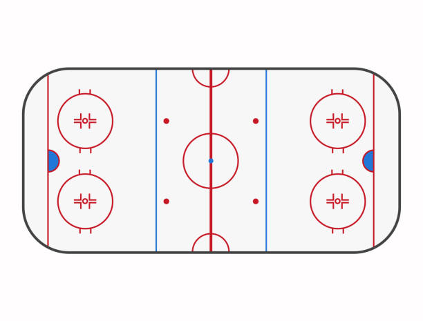 Ice hockey rink. Top view arena with scratches. Vector illustration Ice hockey rink. Top view arena with scratches. Vector illustration. ice hockey league stock illustrations