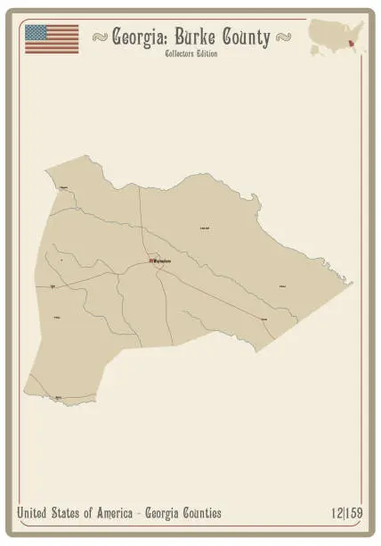Vector illustration of Map of Burke County in Georgia