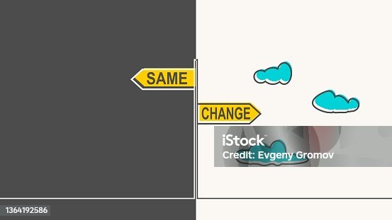 istock Change same signpost shows that we should do things differently 1364192586