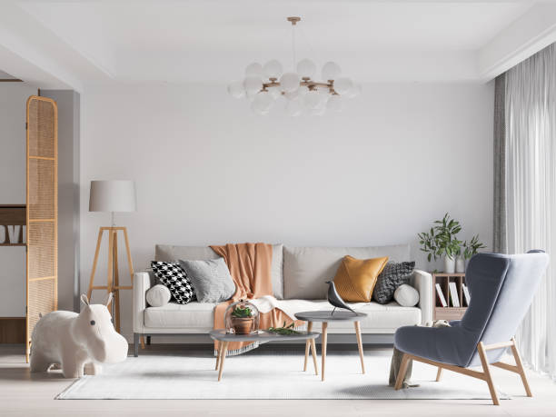 istock Interior Living Room Wall Mockup 1364192693