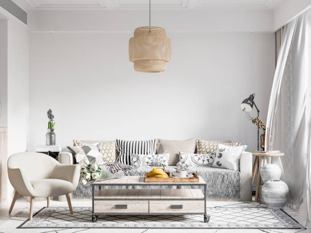 istock Interior Living Room Wall Mockup 1364192878