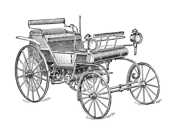 ilustrações de stock, clip art, desenhos animados e ícones de old car (automobile) / vintage engraved illustration - collectors car antiquities ancient past