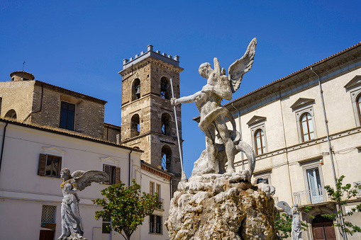 Raiano, Italy - June 12, 2021: Raiano, historic city in the Valle Peligna, L Aquila province, Abruzzo, Italy
