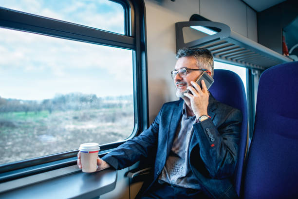 istock Businessman in the train 1364196373