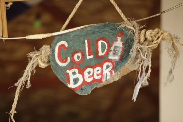 istock Cold beber sign on beach bar, Thailand island 1364196843