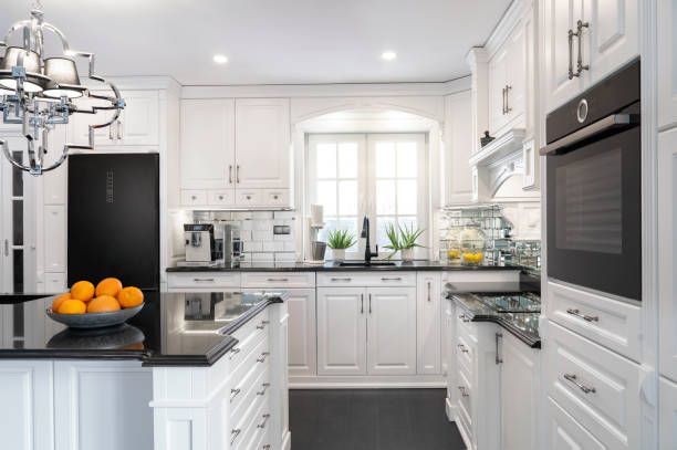 istock Beautiful,wooden kitchen with large island 1364198030