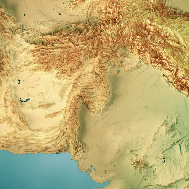 istock Pakistan 3D Render Topographic Map Color 1364198289