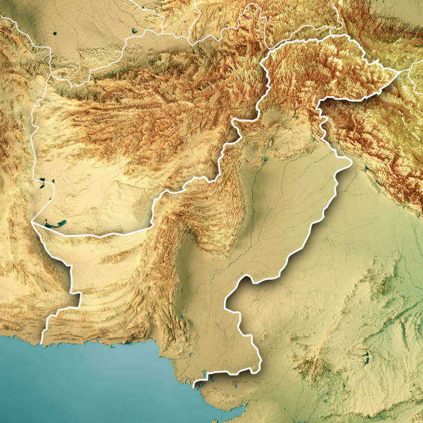 istock Pakistan 3D Render Topographic Map Color Border 1364198540
