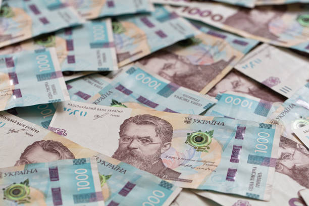 primer plano billete de 1000 hryvnias - ukraine hryvnia currency paper currency fotografías e imágenes de stock