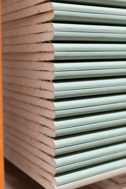 istock Green gypsum plasterboard drywall with moisture water resistant additives 1364209803