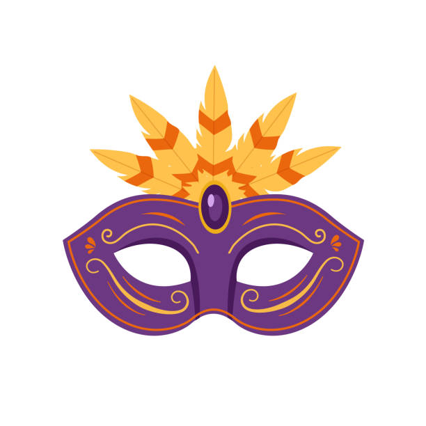 Carnival mask isolated on white background.  Party carnival celebration. Carnival mask isolated on white background.  Party carnival celebration. Masquerade mask with feathers. Mardi gras concept. Vector stock mardi gras stock illustrations