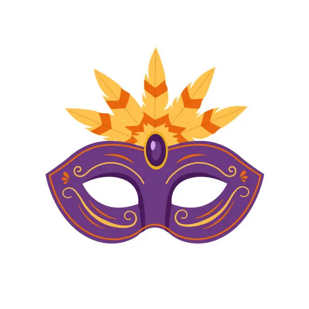 Vector illustration of Carnival mask isolated on white background.  Party carnival celebration.
