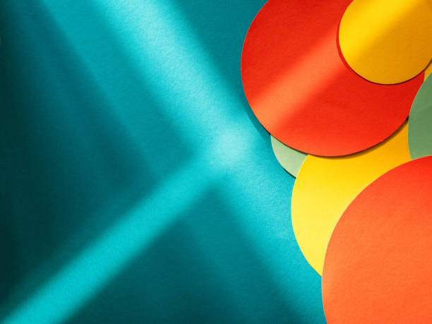 istock Geometric shape and lines vivid paper background. 1364211724