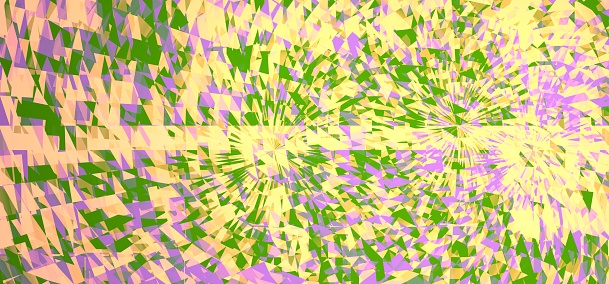 The Bright yellow-green background. Violet and yellow kaleidoscope. Conceptual art. 3D illustration. 3D render. Pattern colored background for design.