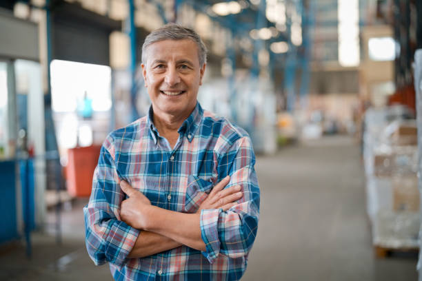 Male manager in warehouse stock photo