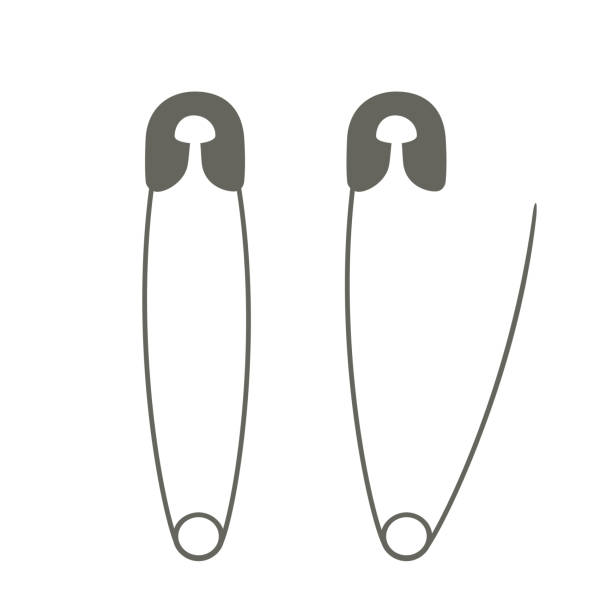 안전 핀. - safety pin closed open isolated stock illustrations