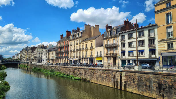 River Vilaine in Rennes, Brittany, France Embankment of river Vilaine in Rennes, Brittany, France rennes france photos stock pictures, royalty-free photos & images
