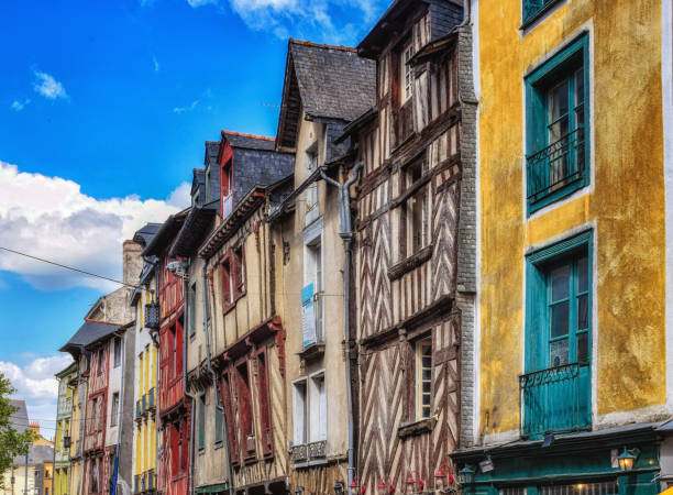 Traditional half-timbered houses in the old town of Rennes, France Half timbered houses in the old town of rennes ille-et-villaine, brittany, france rennes france stock pictures, royalty-free photos & images